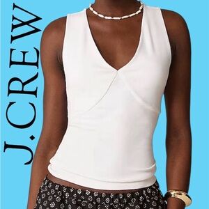 J. Crew Stretch cotton-blend V-neck top Size M